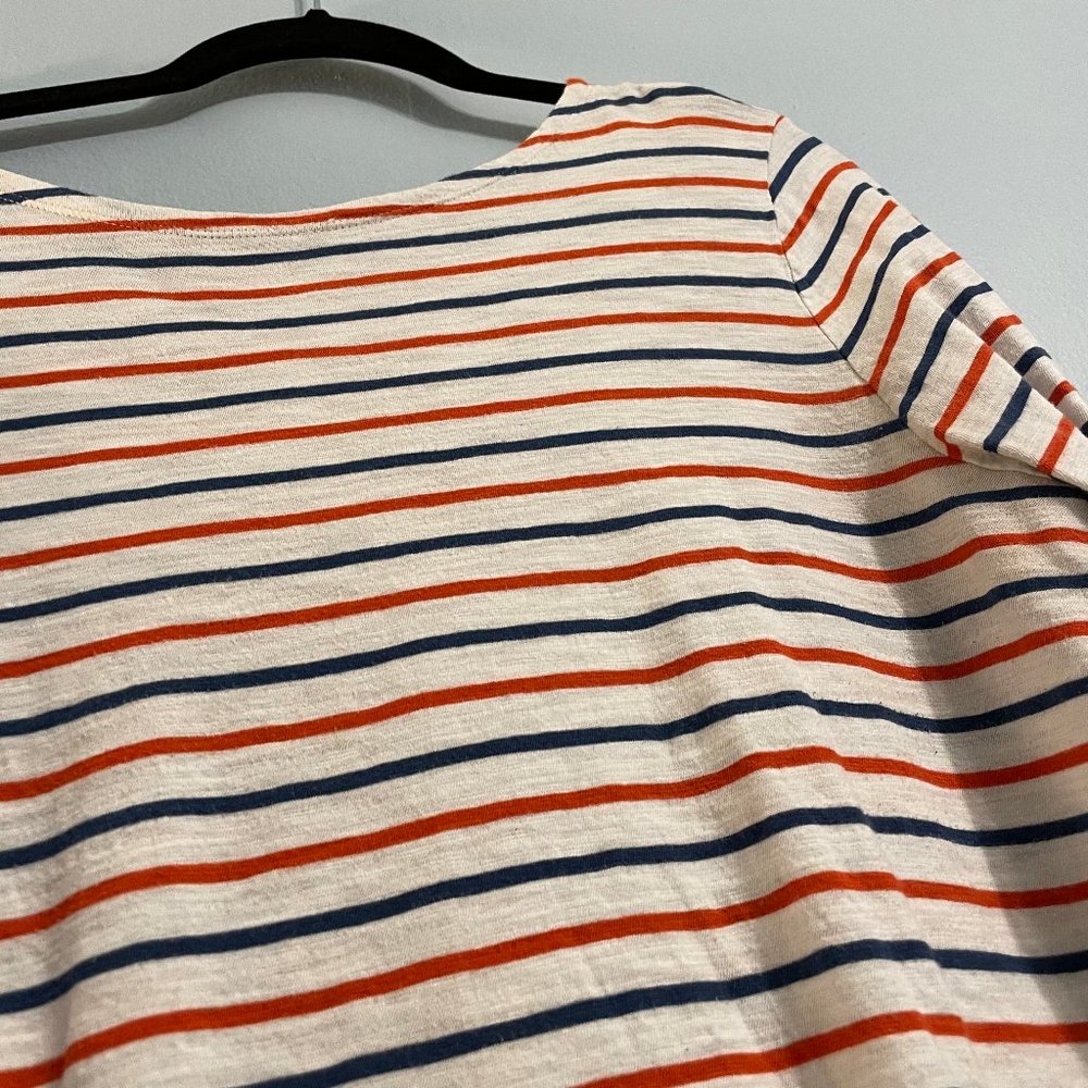 Striped boatneck T Shirt 3/4 sleeve